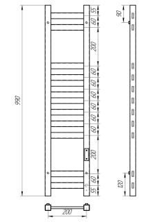 Полотенцесушитель электрический Laris Флавиа 73207657 правый П11 20x100см чёрный муар